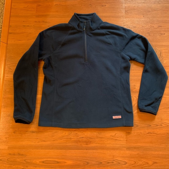 Vineyard Vines Women's Size Large Pullover Fleece Blue Mock Neck 1/4 Zip Top - Picture 3 of 7